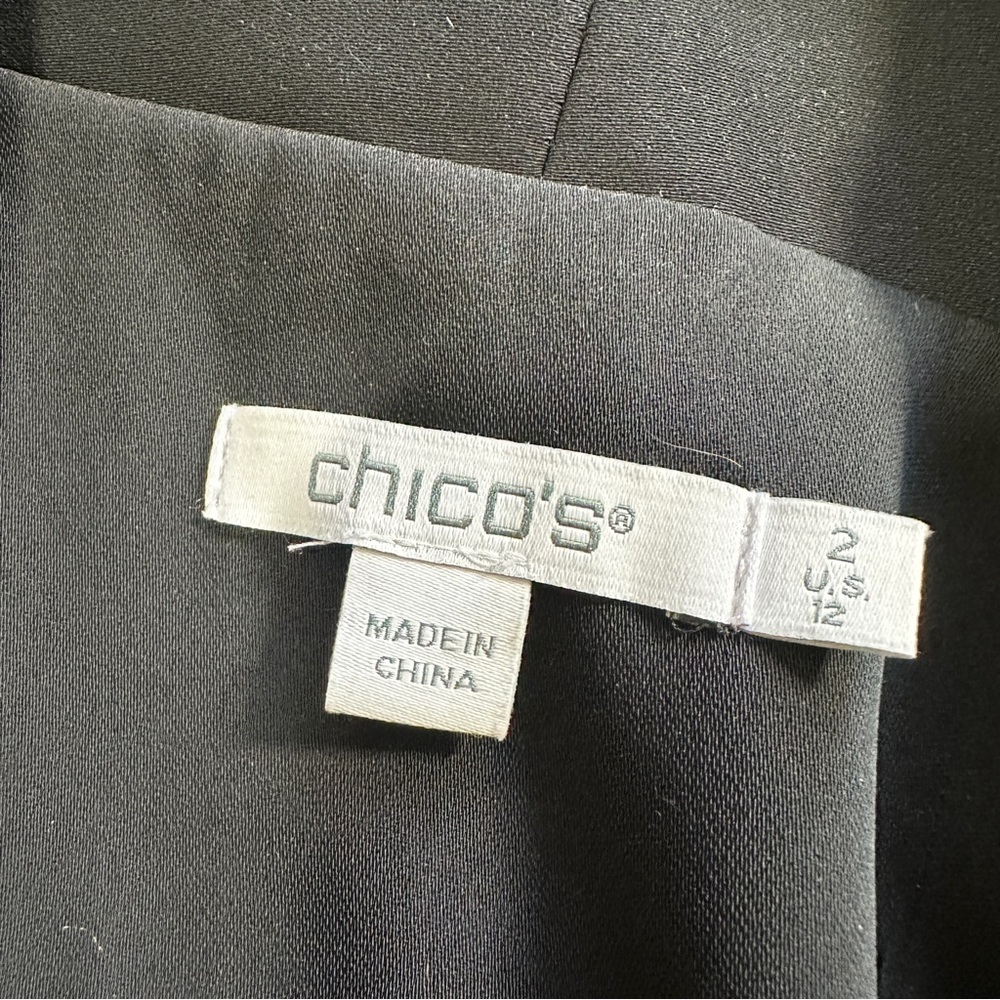 Chico’s Women’s Ruched Sleeve Blazer Open Front Lined Office in Black 2/US 12 - Picture 8 of 14